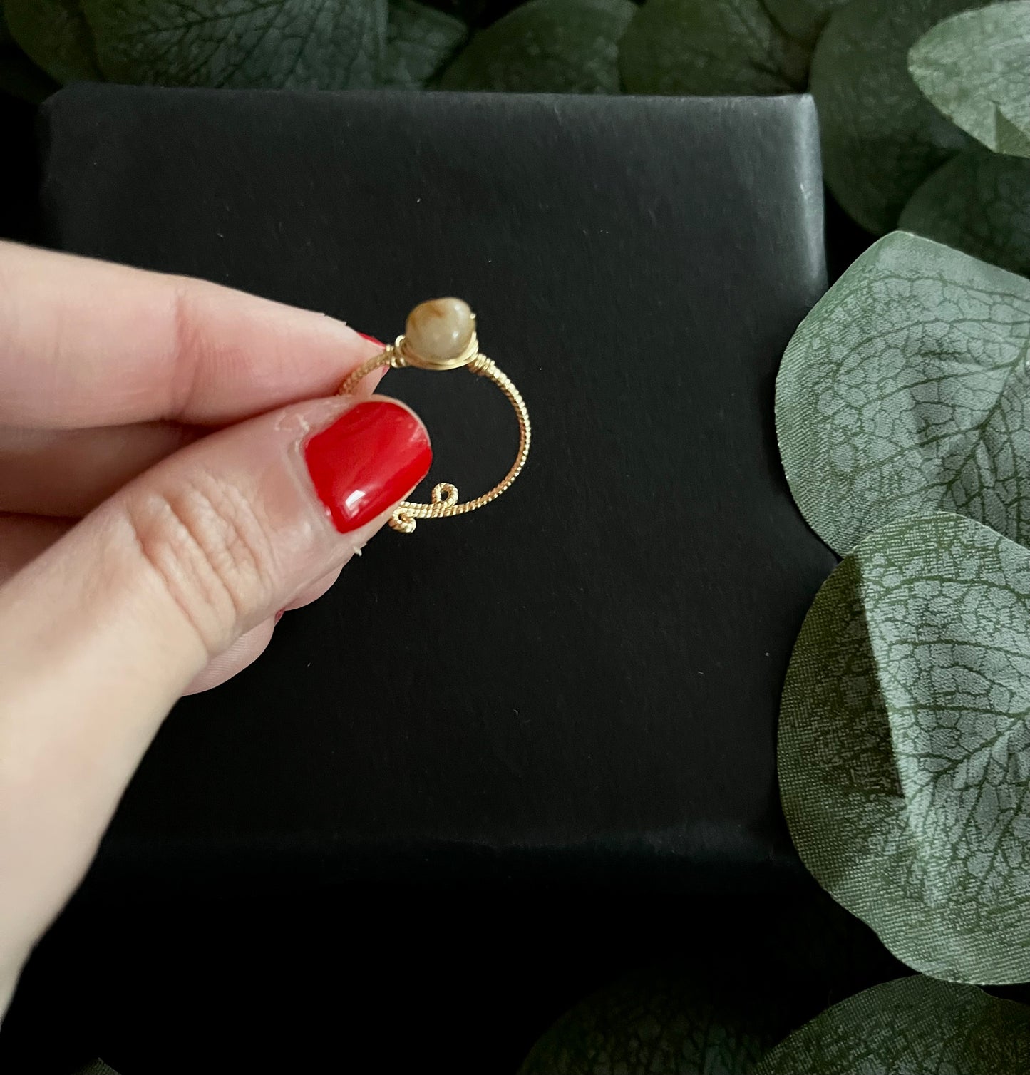 Rutilquarz Ring-vergoldet-Größenverstellbar