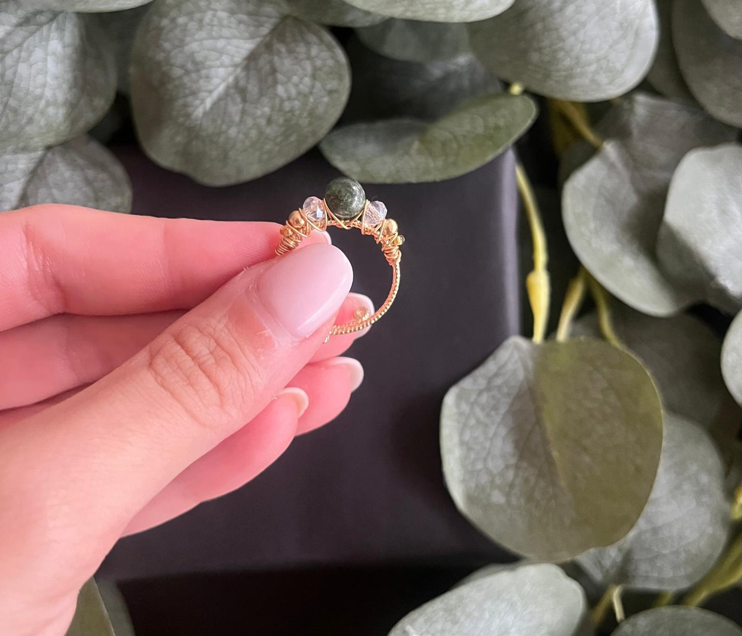 Grüner Jade Ring (Größenverstellbar)