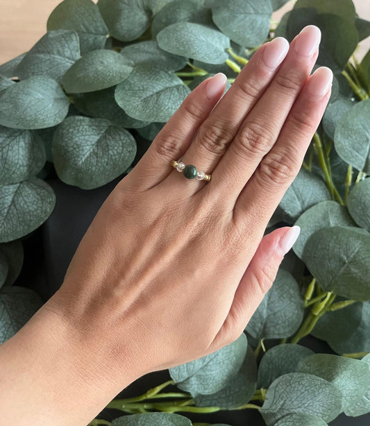 Grüner Jade Ring (Größenverstellbar)