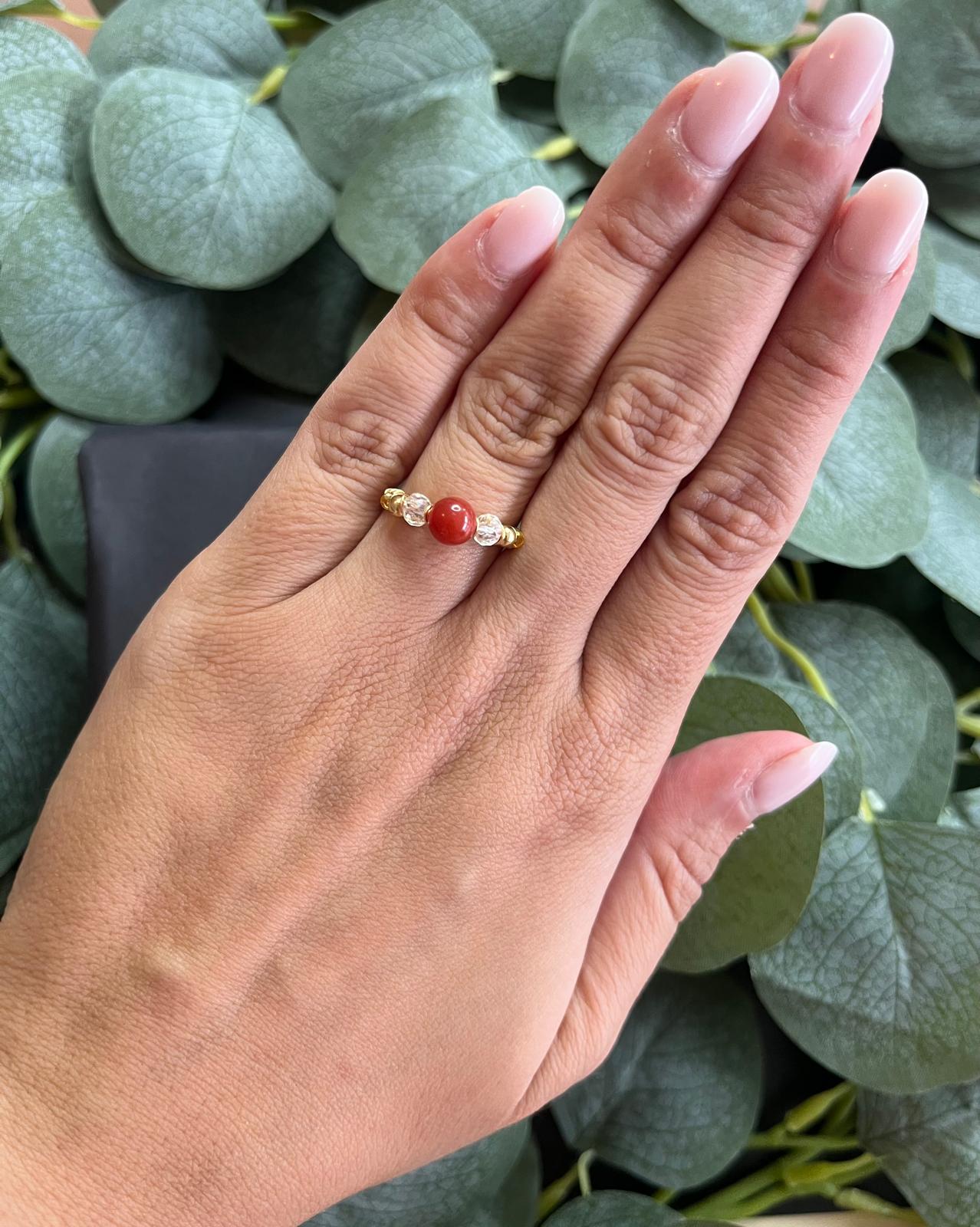 Roter Achat Ring (Größenverstellbar)